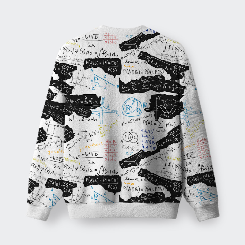 Mathematical Black and White Matching Fuzzy Fleece Sweatshirt