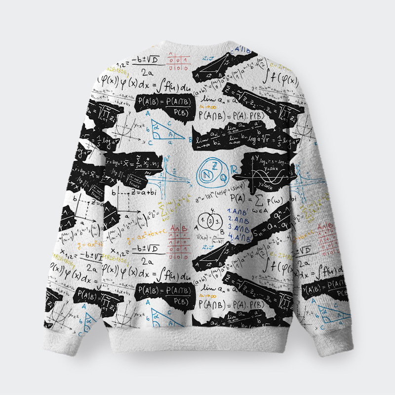 Mathematical Black and White Matching Fuzzy Fleece Sweatshirt