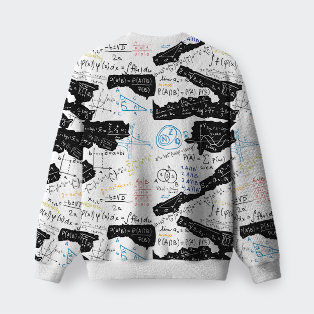 Mathematical Black and White Matching Fuzzy Fleece Sweatshirt