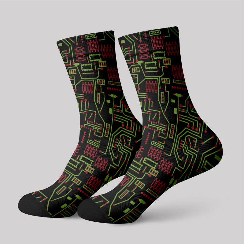 Christmas Circuit Board Men's Socks