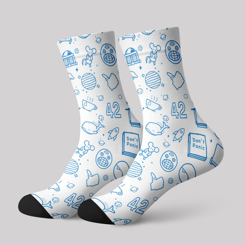 Geeksoutfit The Hitchhiker's Guide to the Galaxy White Men's Socks for Sale