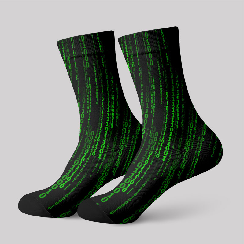 Follow the White Rabbit Black Green Design Art Men's Socks