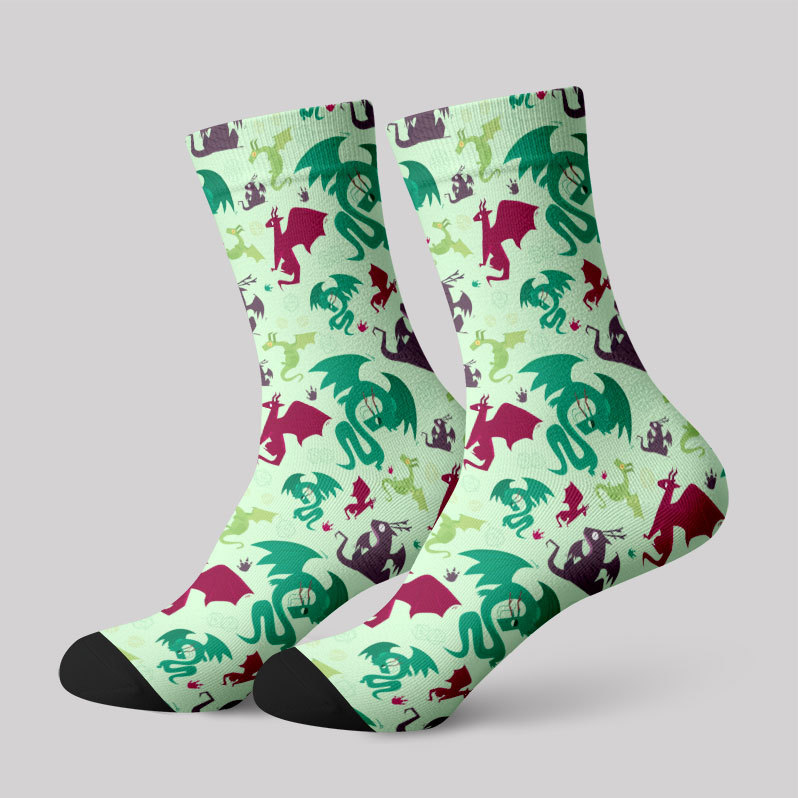 Geeksoutfit D&D Dragons Pistachio Green Men's Socks for Sale