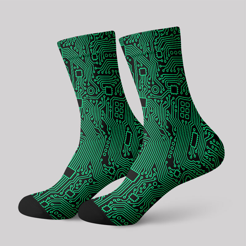 Geeksoutfit Computer Circuit Board Green Men's Socks for Sale