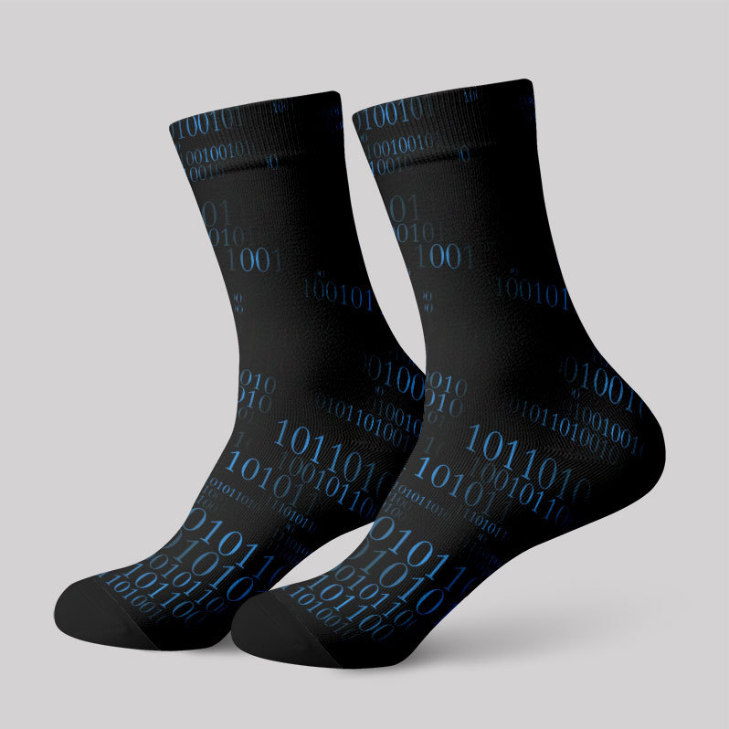 Geeksoutfit Binary Computer 1s and 0s Black Men's Socks for Sale