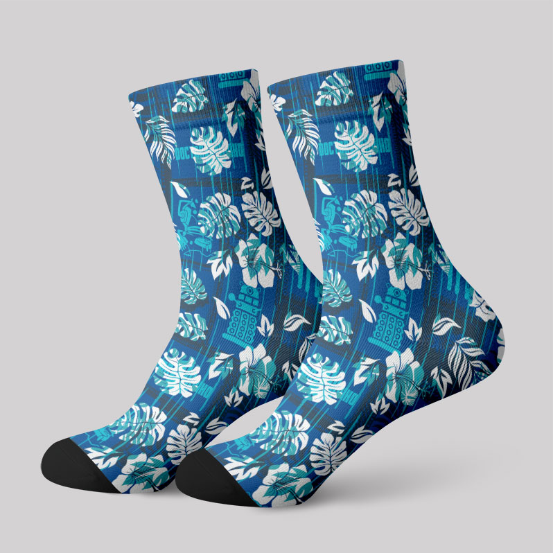 Mysterious Phone Booth Hawaiian Leaves Men's Socks