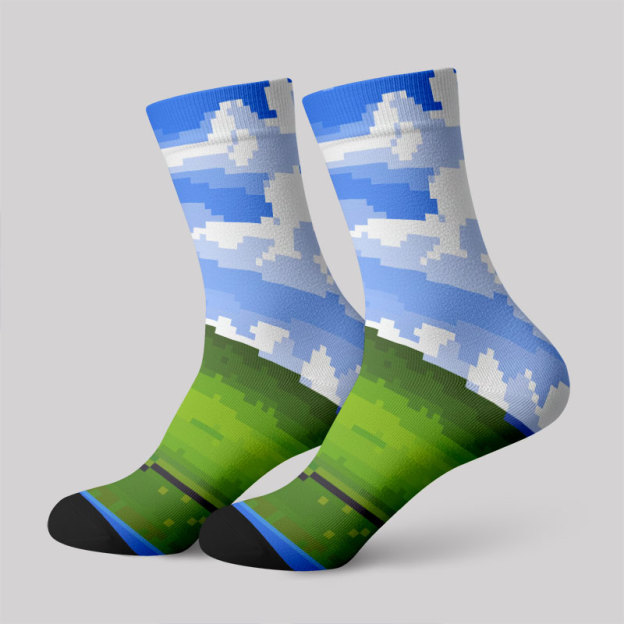 Win XP Wallpaper Pixel Men's Socks