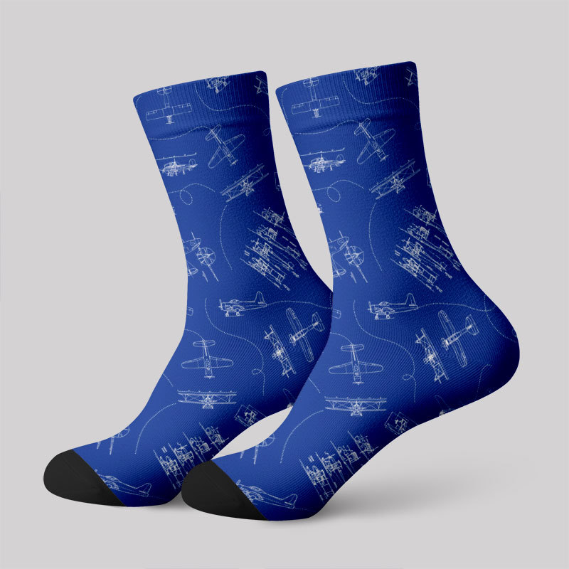 Geeksoutfit Aircraft Blueprint Men's Socks for Sale
