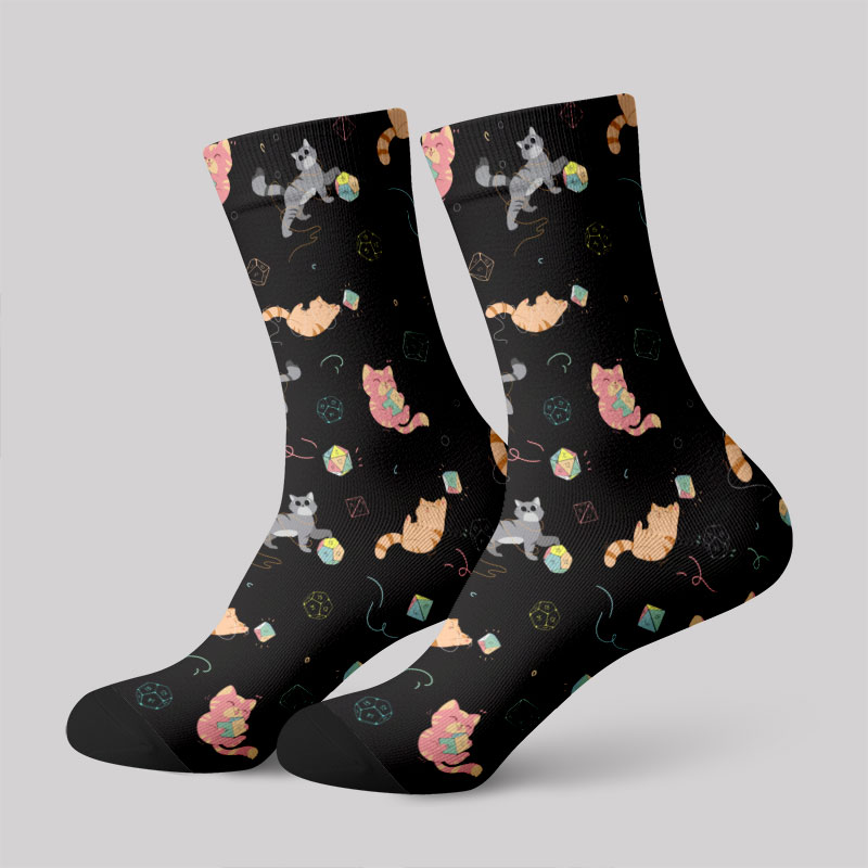 DND Dice Cat Men's Socks