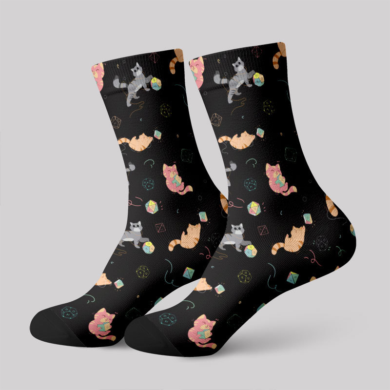 Geeksoutfit DND Dice Cat Men's Socks for Sale