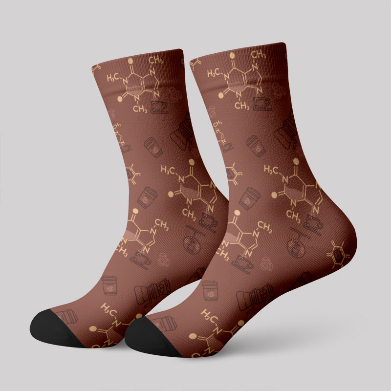Chemical Formula of Caffeine Men's Socks