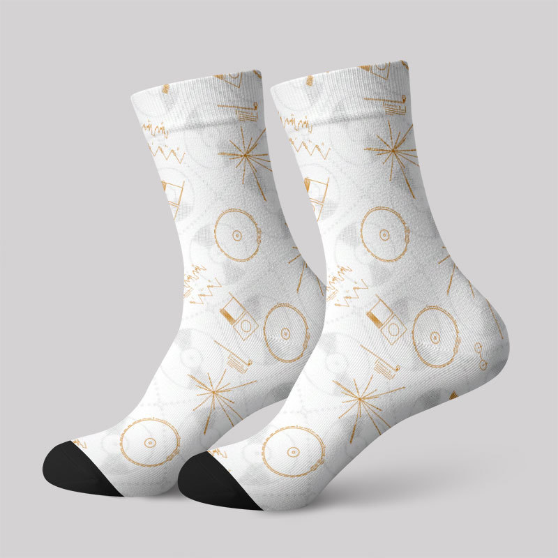 Space Voyager One Gold Disc Men's Socks