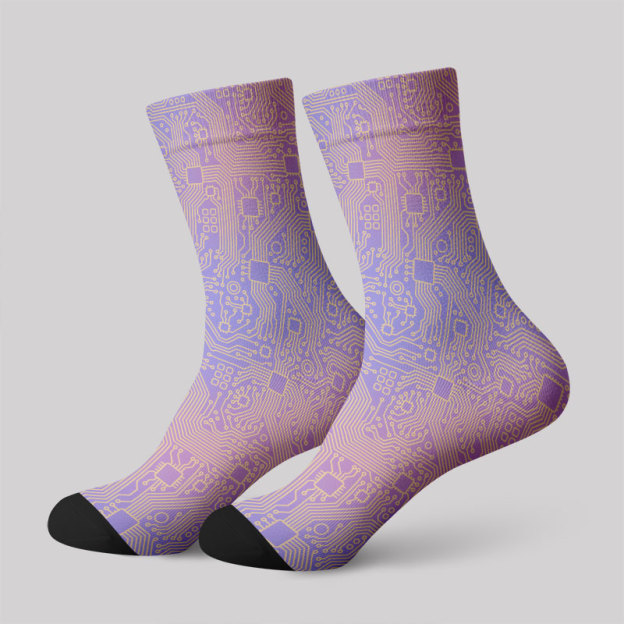 Computer Circuit Board Purple Men's Socks