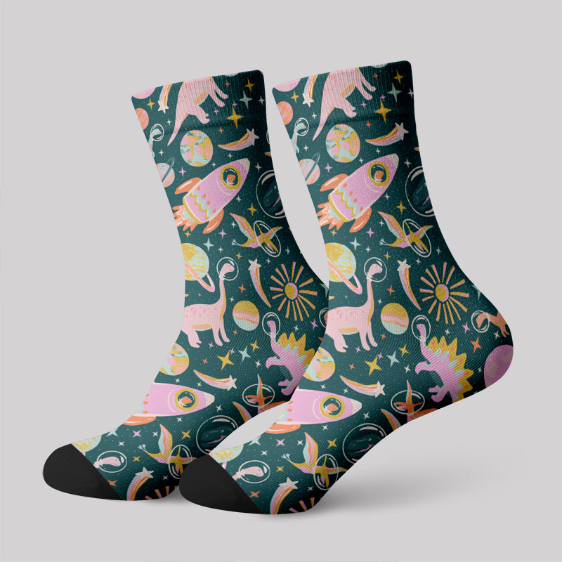 Geeksoutfit Colorful Dinosaur Planet Men's Socks for Sale
