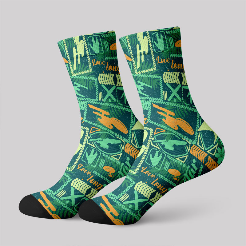 Geeksoutfit Scifi Space Cool Universe Green Men's Socks for Sale