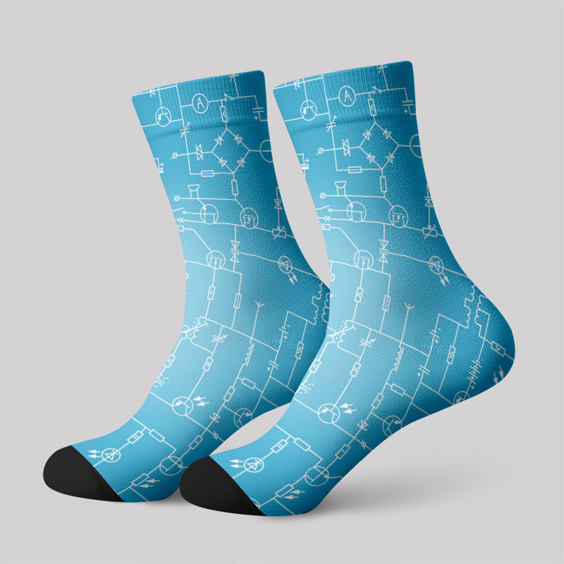 Geeksoutfit Electronic Components Light Blue Men's Socks for Sale