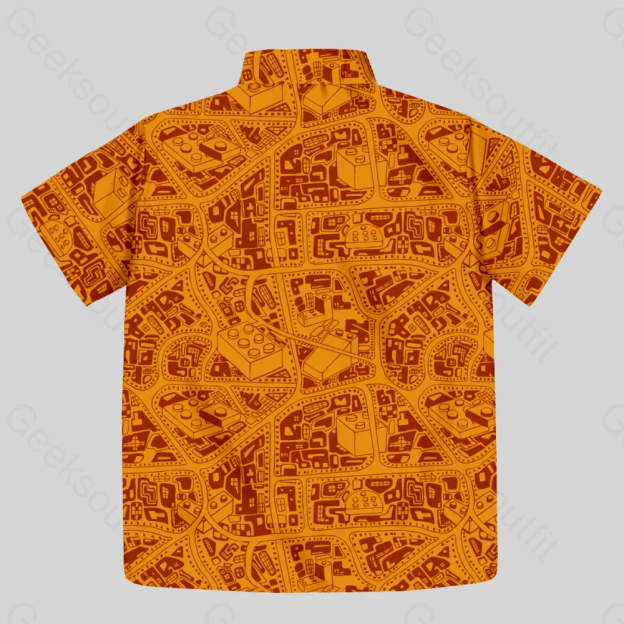 3D Map Lego Yellow Button Up Pocket Shirt