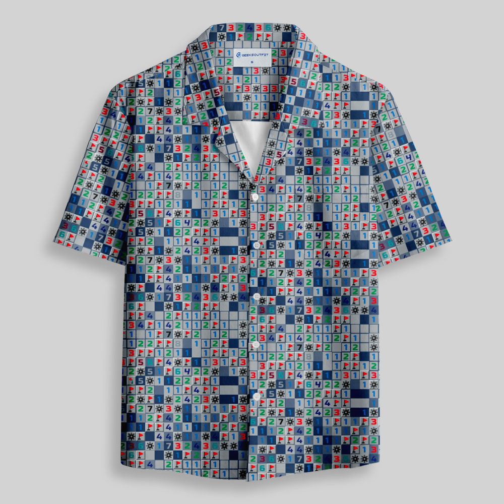 Retro PC Game Logic Puzzle Button Up Pocket Shirt