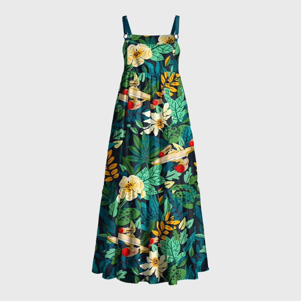 Scifi Spacecraft 02 Geek Tiered Cami Maxi Dress