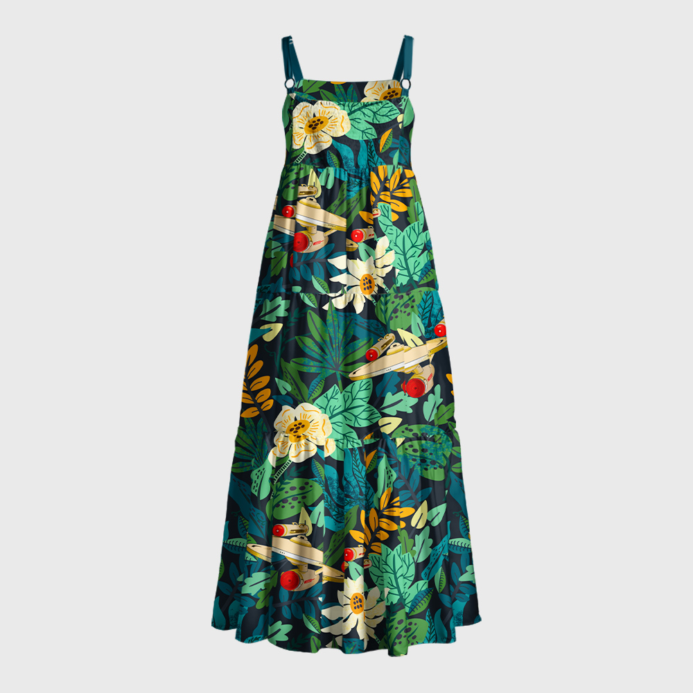 Scifi Spacecraft 02 Geek Tiered Cami Maxi Dress