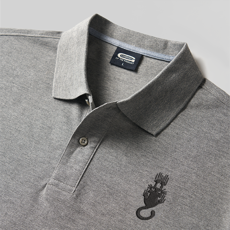 Climbing Cat Geek Embroidered Polo Shirt