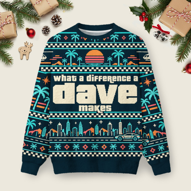 What A Difference Ugly Christmas Fuzzy Fleece Sweatshirt