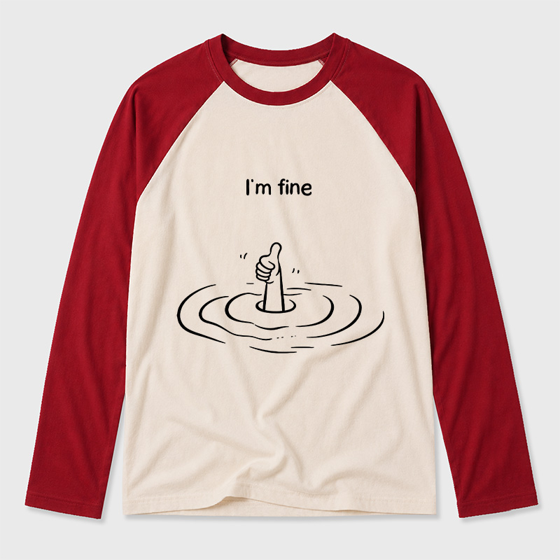 I'm Fine Geek Retro Raglan Long-Sleeve Tee