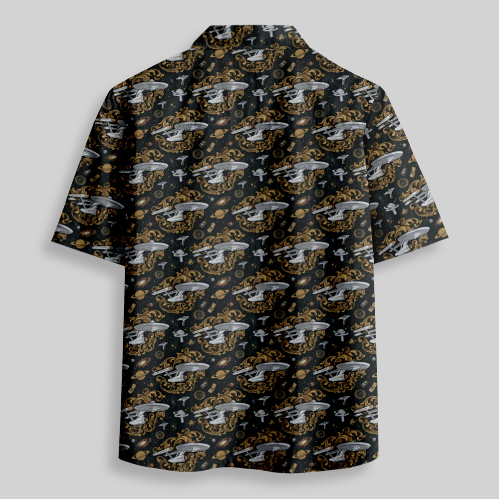 Galactic Exploration Cruiser Baroque Button Up Pocket Shirt