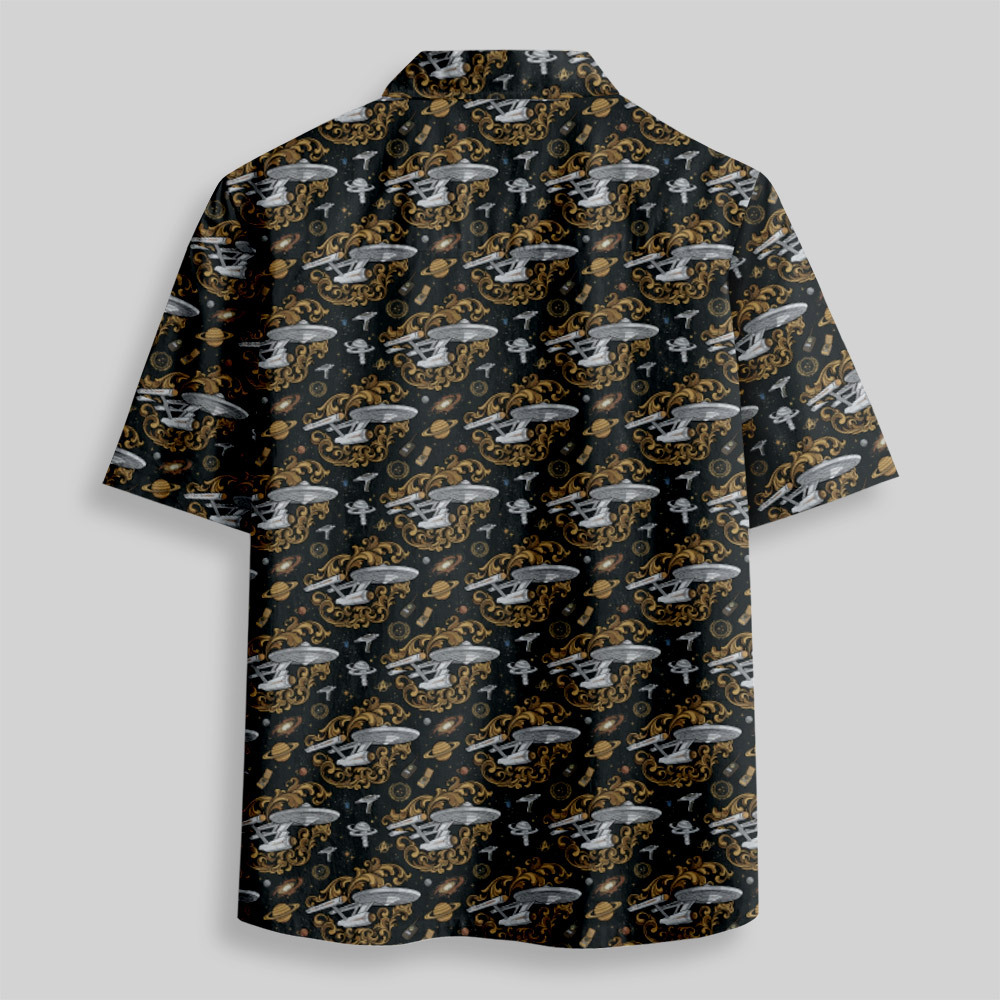 Galactic Exploration Cruiser Baroque Button Up Pocket Shirt