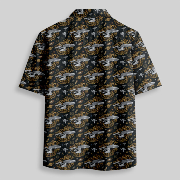 Galactic Exploration Cruiser Baroque Button Up Pocket Shirt