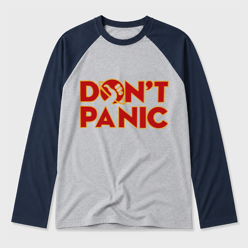 Don't Panic Geek Retro Raglan Long-Sleeve Tee