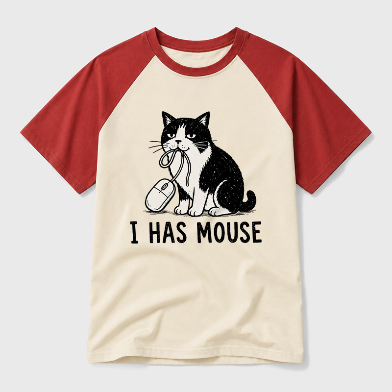I Has Mouse Geek Retro Raglan T-Shirt