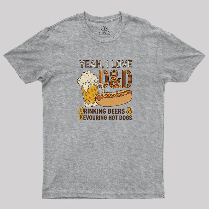 Drinking Beer Devouring Hot Dogs Geek T-Shirt
