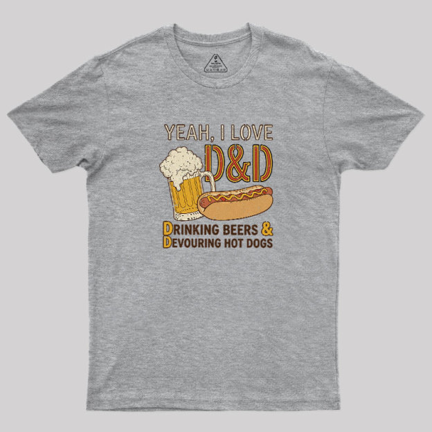 Drinking Beer Devouring Hot Dogs Geek T-Shirt