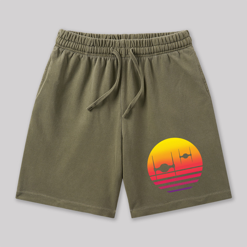 Tie Fighter Sunset Geeky Washed Shorts
