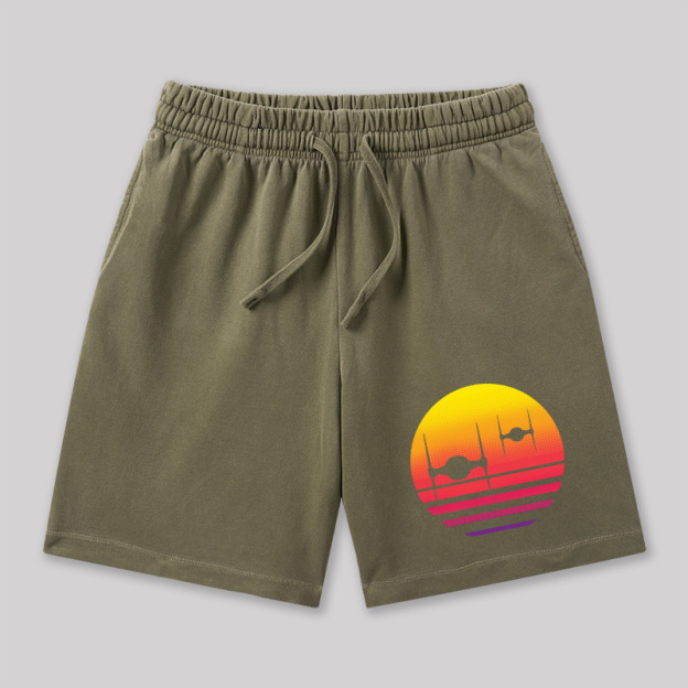 Tie Fighter Sunset Geeky Washed Shorts