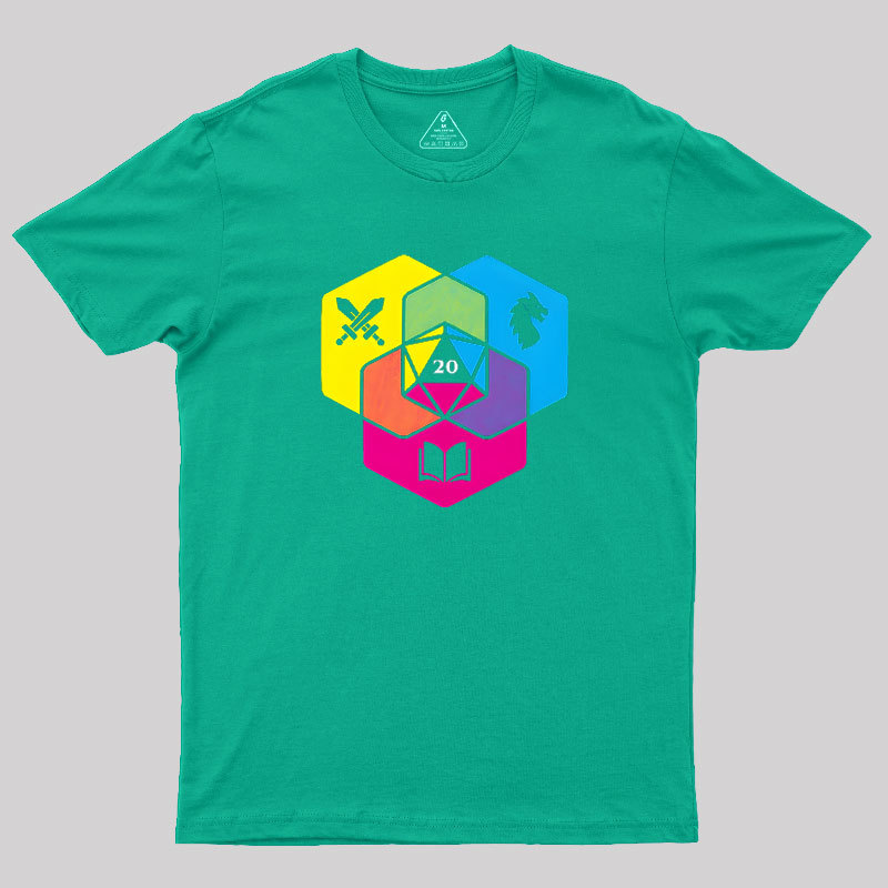 RPG CMYK Dice Venn Diagram Geek T-Shirt