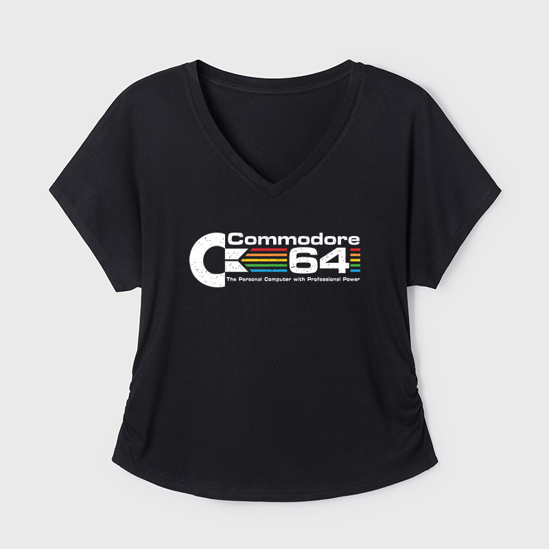 Commodore 64 Nerd Geek Dolman Sleeve V-Neck Shirt