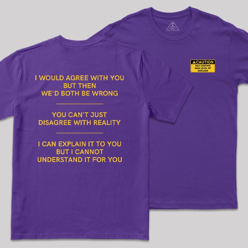 The Sarcasm Warning Front and Back Printed Geek T-Shirt