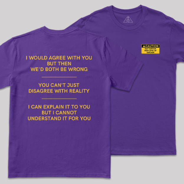 The Sarcasm Warning Front and Back Printed Geek T-Shirt