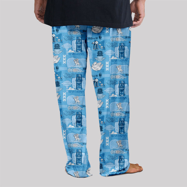 Hawaiian Traditional Tiki Blue Geek Loungewear Pants