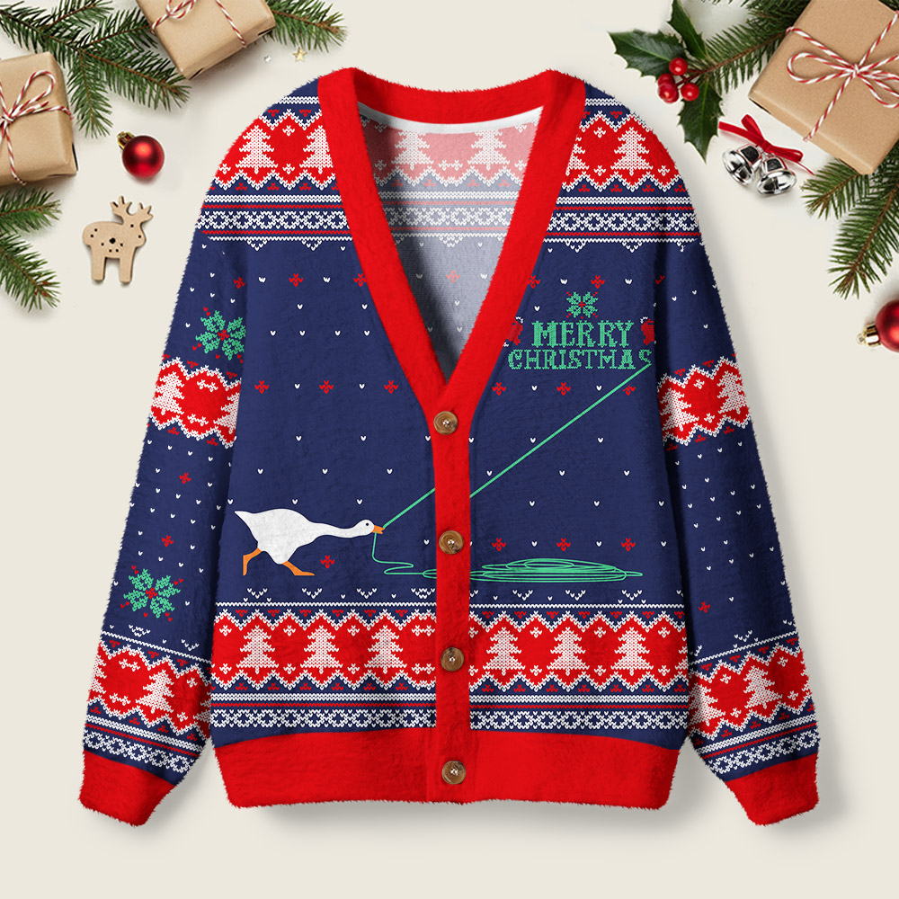 Merry Honked Christmas Funny Honk Goose Geek Ugly Cardigan Sweaters