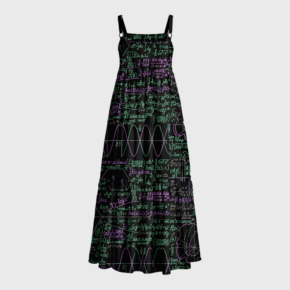 Math Function Curve Geek Tiered Cami Maxi Dress