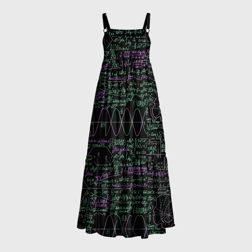 Math Function Curve Geek Tiered Cami Maxi Dress