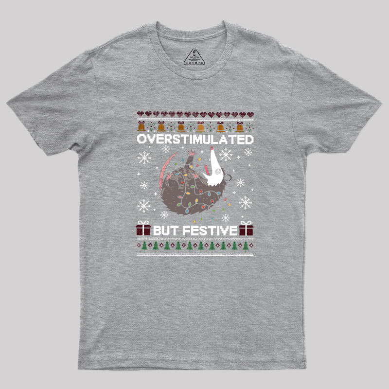 Overstimulated But Festive Possum Geek T-Shirt
