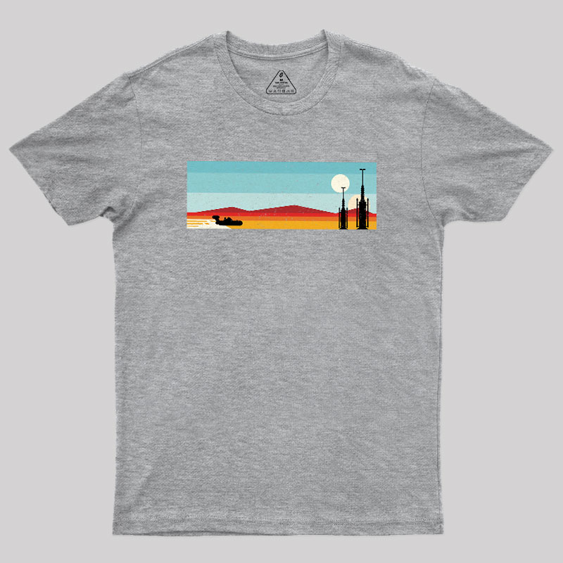 Desert Sunset Rocket Silhouette Geek T-Shirt