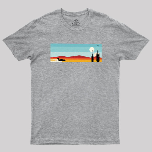 Desert Sunset Rocket Silhouette Geek T-Shirt