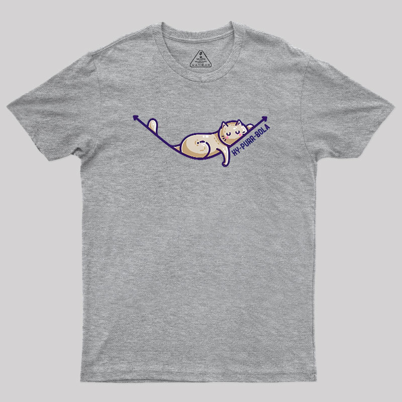 Hy-purr-bola Hyperbola Maths Cat Pun Geek T-Shirt