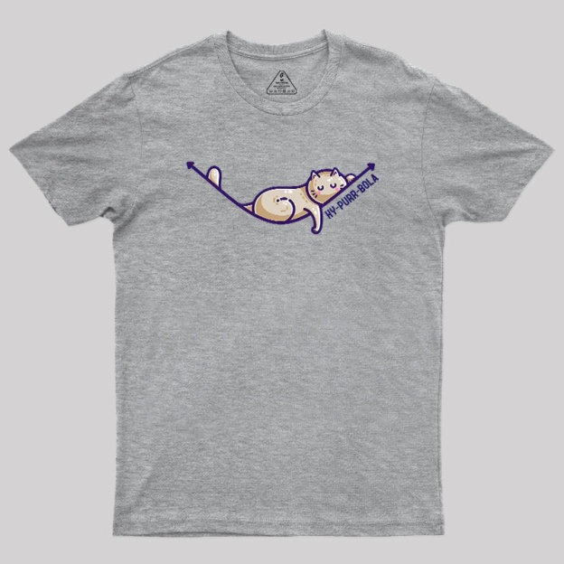 Hy-purr-bola Hyperbola Maths Cat Pun Geek T-Shirt
