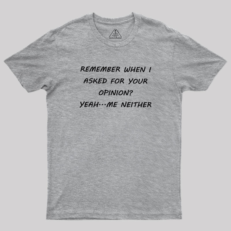 Remember When I Asked For Your Opinion Geek T-Shirt